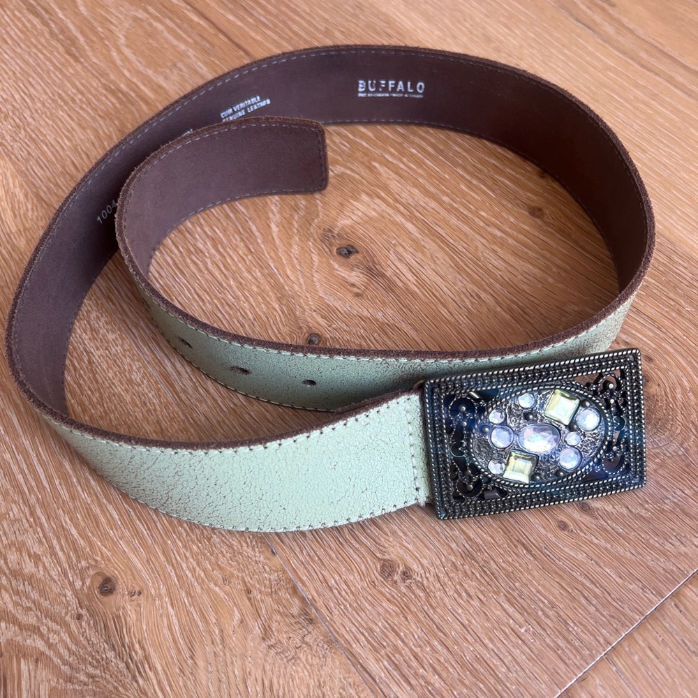 Buffalo David Bitton Gold Metallic Beaded Buckle Waist Belt - Picture 6 of 8